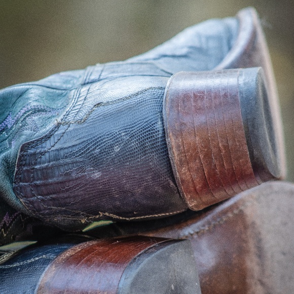 Old Gringo Teju Lizard Teal Cowboy boots - Picture 13 of 16